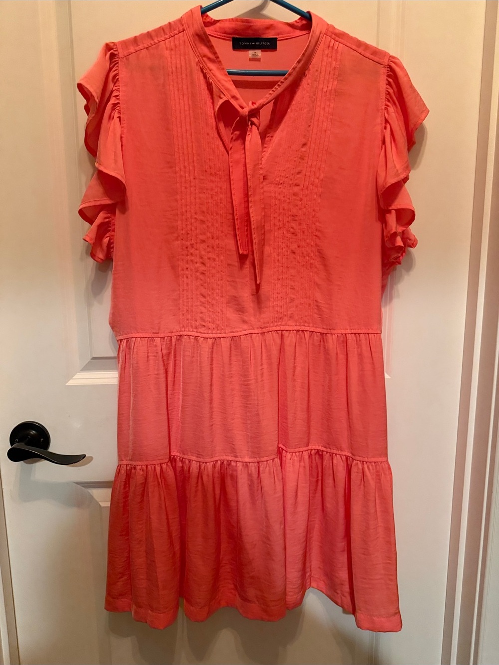 Tommy Hilfiger Coral Tiered Ruffle Sleeve Dress